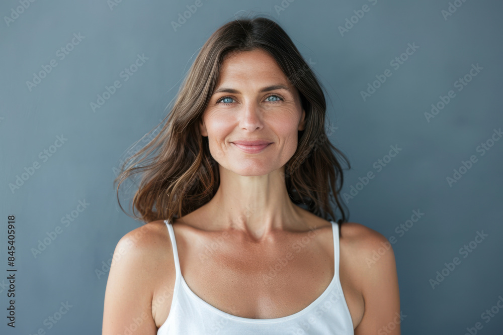 Fototapeta premium A close up portrait of a woman with a subtle smile