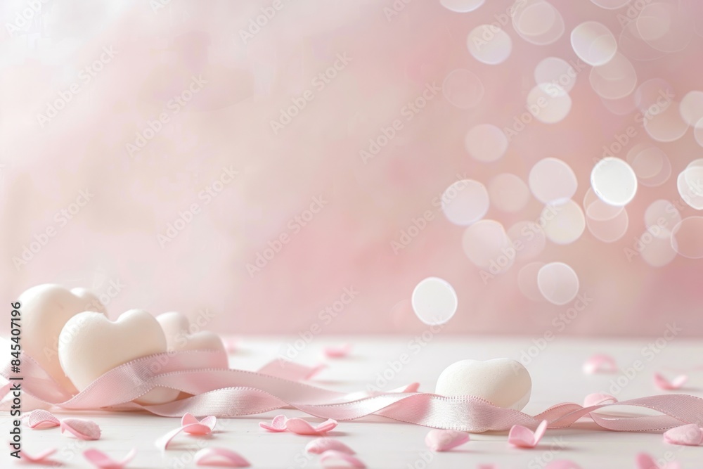 Pure gradient background featuring a white heart and ribbons, ideal for wedding and love designs.