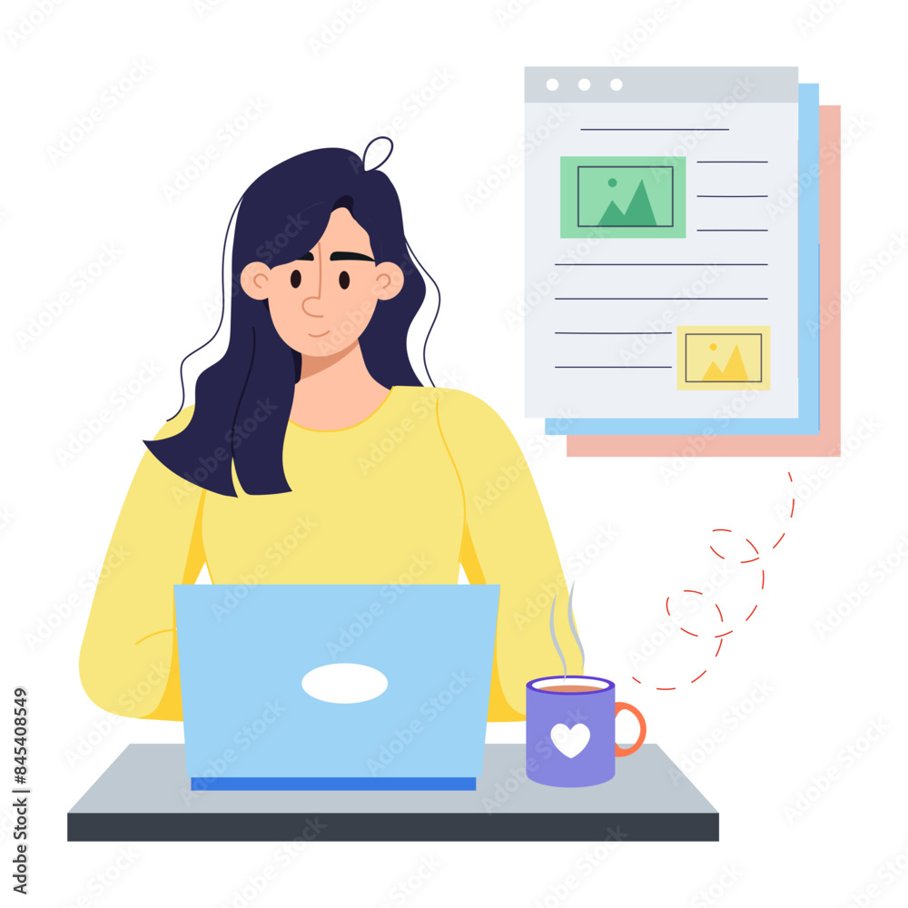 Premium flat illustration of a blog writer Premium flat illustration of a blog writer