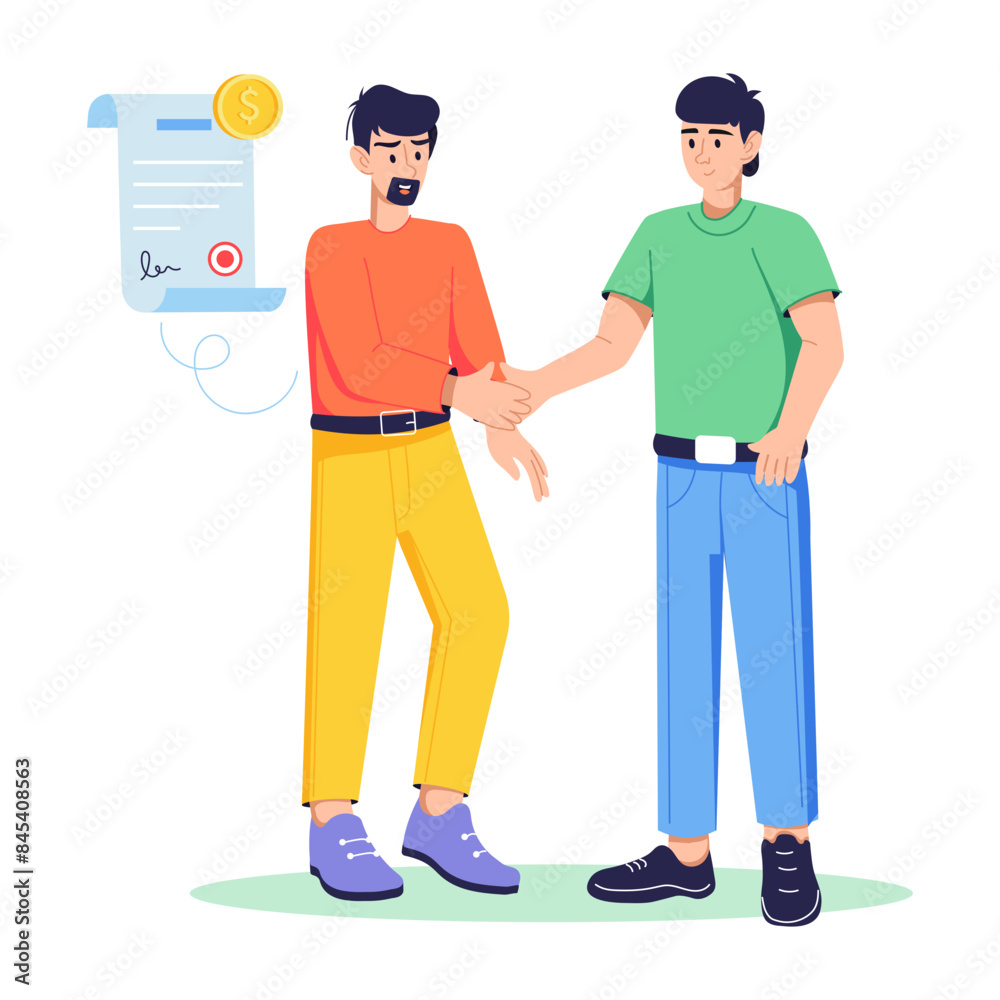 Check out this flat illustration of sales agreement 