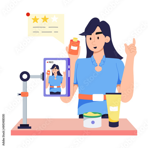 Scalable flat illustration of a beauty influencer 