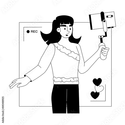Here’s a glyph illustration of vlogging girl 