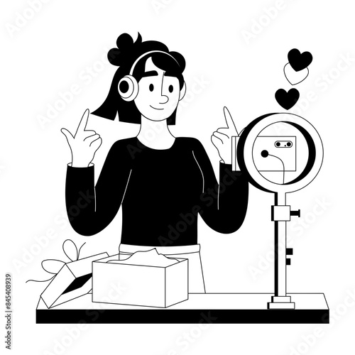 Easy to edit glyph illustration of unboxing video 