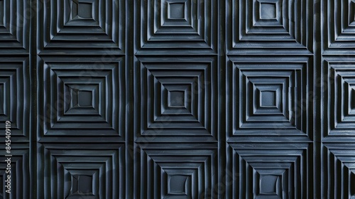 Repetitive geometric pattern featuring offset squares with embossed and indented elements for op art textural background photo