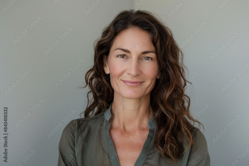 Fototapeta premium A close up portrait of a woman with a subtle smile