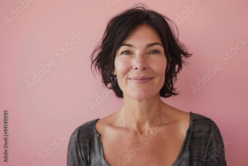 A close up portrait of a woman with a subtle smile