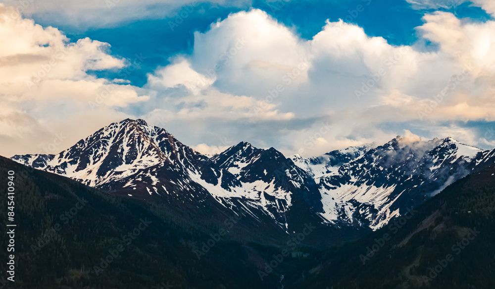 Fototapeta premium Alpine sunset or sundowner near Seefeld, Innsbruck, Tyrol, Austria