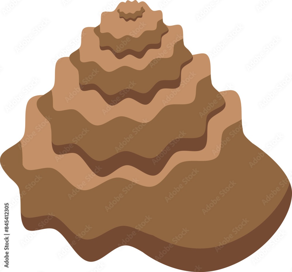 Brown wavy seashell growing in a spiral shape forming a beautiful natural pattern Brown wavy seashell growing in a spiral shape forming a beautiful natural pattern