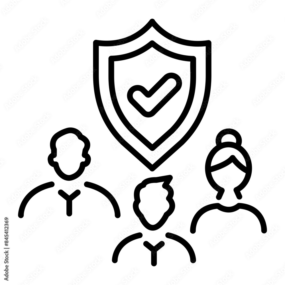 A customizable line icon of family protection A customizable line icon of family protection