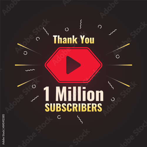 Thank you for one million Subscribers design vector