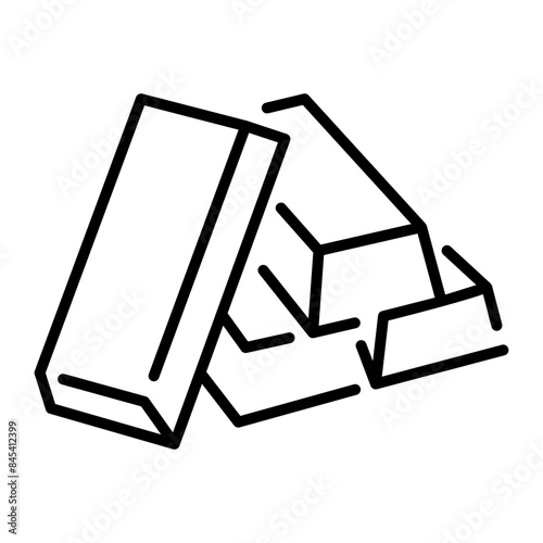 Well-crafted line icon of gold ingots 