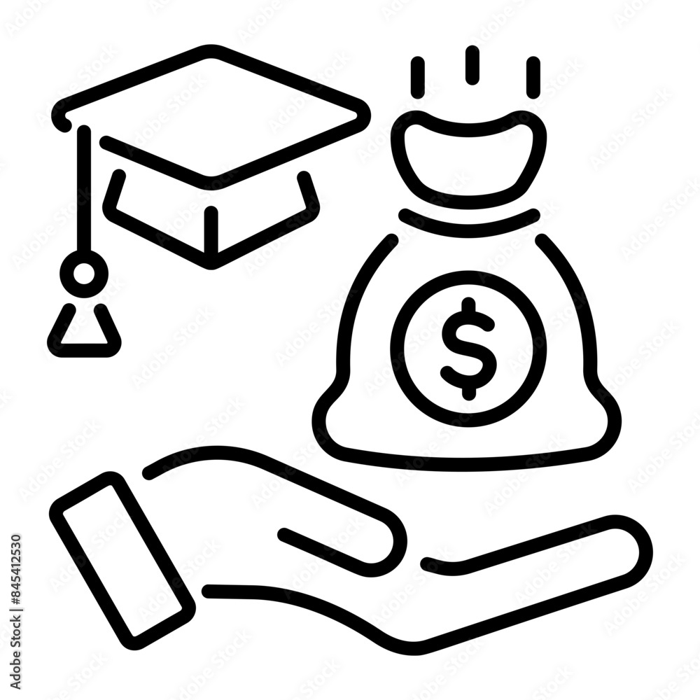 An icon of education funds in line style An icon of education funds in line style