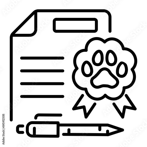 A handy line icon of pet certificate 