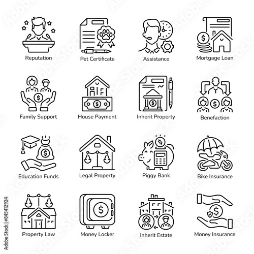 Collection of Inherit Assets Linear Icons 

