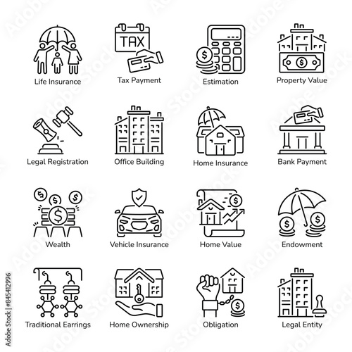 Pack of Inherit Property Linear Icons 

