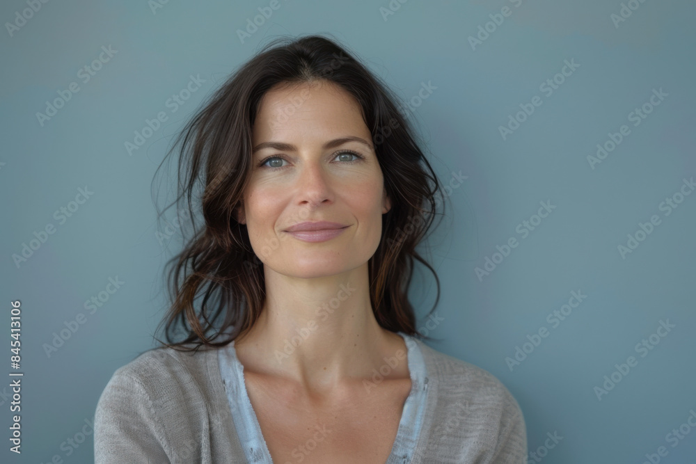 A close up portrait of a woman with a subtle smile