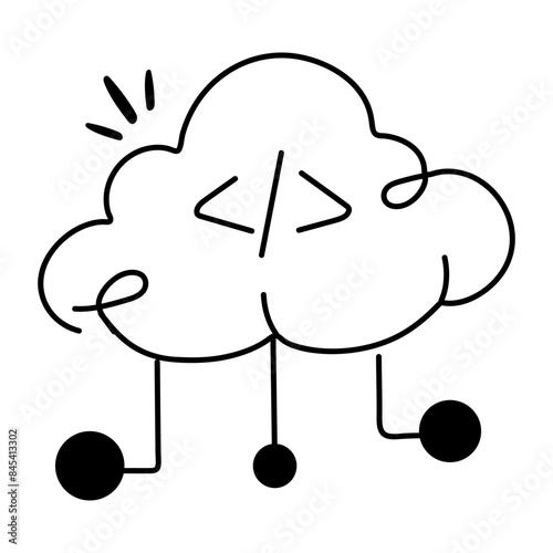 Here is a doodle icon of cloud coding 