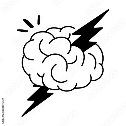 Easy to edit doodle icon of brainstorming  photo