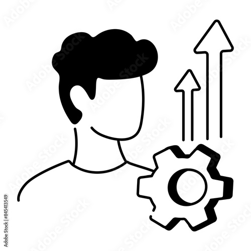 An editable doodle icon of self improvement 