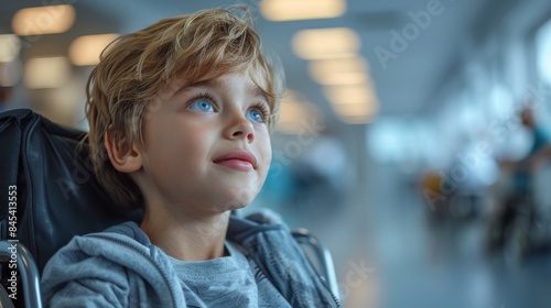 Wallpaper Mural A child in a comfortable chair looking upwards with an expression of wonder and curiosity, indoors Torontodigital.ca