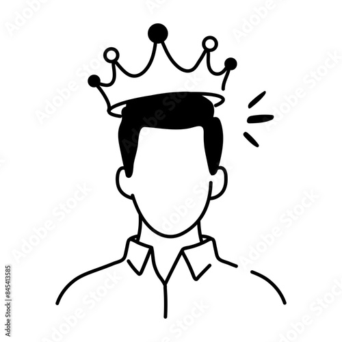 Ready to use doodle icon of self confidence 