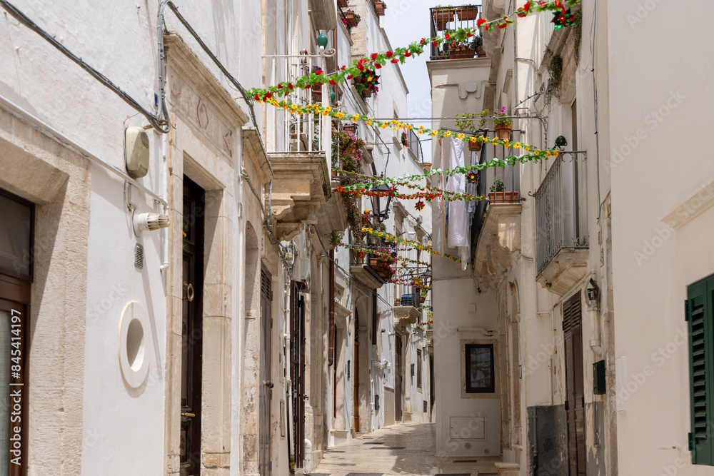 Narrow, stone street typical of Mediterranean countries, Martina Franca, Italy, Puglia