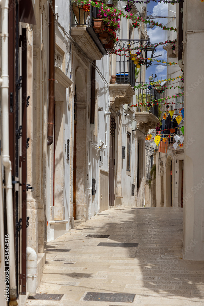 Narrow, stone street typical of Mediterranean countries, Martina Franca, Italy, Puglia