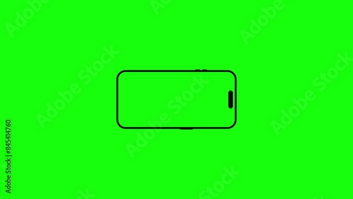 Empty Mobile or Smartphone mockup green screen animation footage in horizontal in 4k for advertisement design. Cellphone front