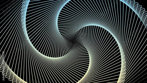 Geometric line gradient yellow and blue background with square shapes .Neon square animation. Radio wave effect. Looped animation. Hypnotic effect.