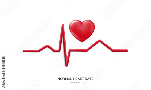 3d Red heart rate graph, symbolizing cardiology and health monitoring. Electrocardiography, cardiac health, and medical exams. Monitoring heart conditions, promoting healthy lifestyles. Not AI.