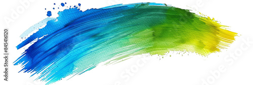 Colorful Abstract Brush Stroke in Blue, Green, and Yellow 