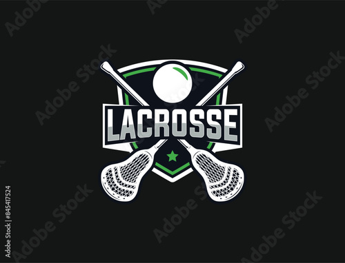Lacrosse club icon Template Design with shield