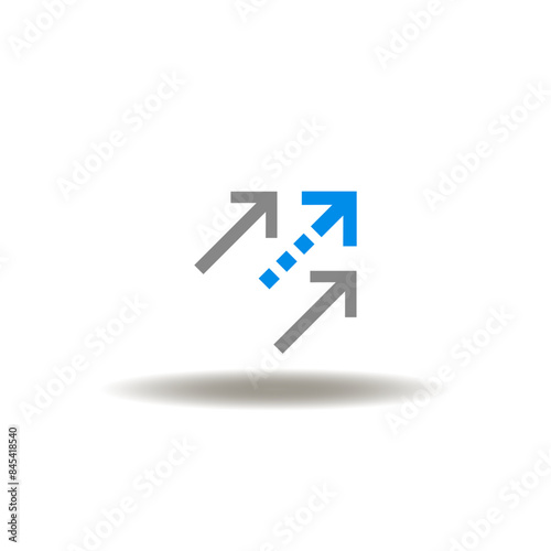 Vector illustration of arrows up and forward. Icon of next steps. Symbol of direction. Sign of solution, vision.
