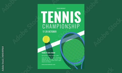 Vector Tennis championship event flyer template