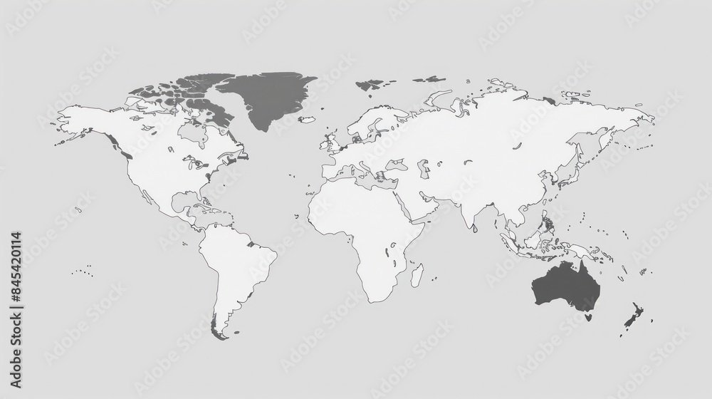 World Map Highlighting Continents and Countries on a White Background - Generative ai World Map Highlighting Continents and Countries on a White Background - Generative ai