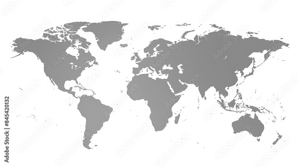 World Map Highlighting Continents and Countries on a White Background - Generative ai World Map Highlighting Continents and Countries on a White Background - Generative ai