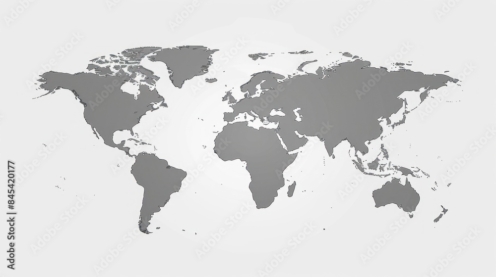 World Map Highlighting Continents and Countries on a White Background - Generative ai World Map Highlighting Continents and Countries on a White Background - Generative ai
