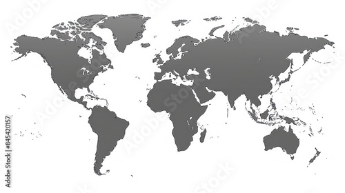 World Map Highlighting Continents and Countries on a White Background - Generative ai