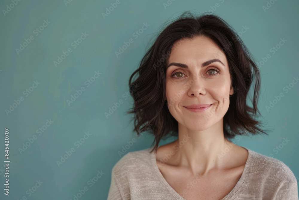 Fototapeta premium A close up portrait of a woman with a subtle smile