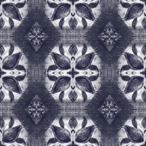 Seamless pattern black flowers