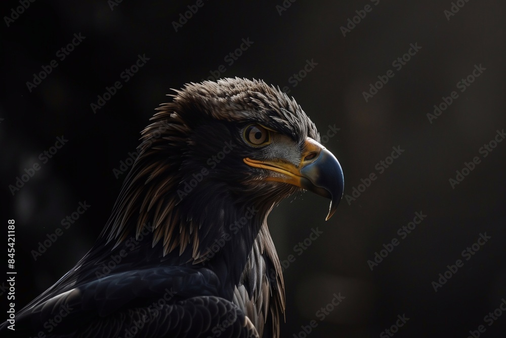 eagle portrait coming out the shadows. generative AI eagle portrait coming out the shadows. generative AI