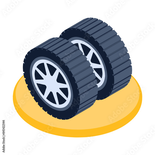 Latest isometric style icon of car tyres 

