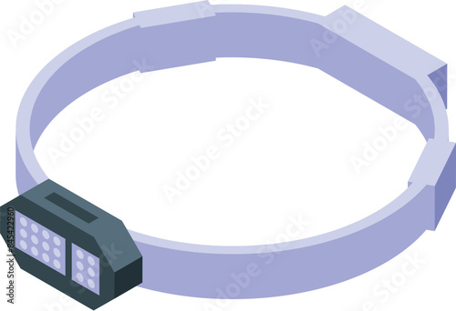 Elastic headlamp with adjustable strap for working in the dark isometric icon