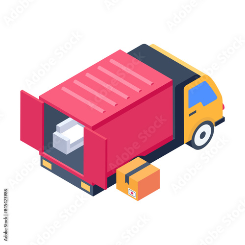 Get this isometric icon of a loading truck 

