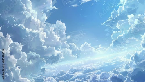 Huge heap bright white cloud moving on the blue sky. Blue sky and white cloud. Beautiful sky background.
