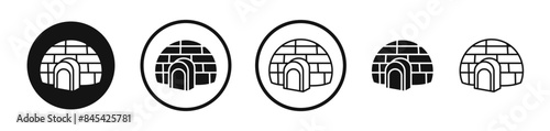 Igloo Icon Set Igloo house shelter vector symbol representing cold climate dwellings.