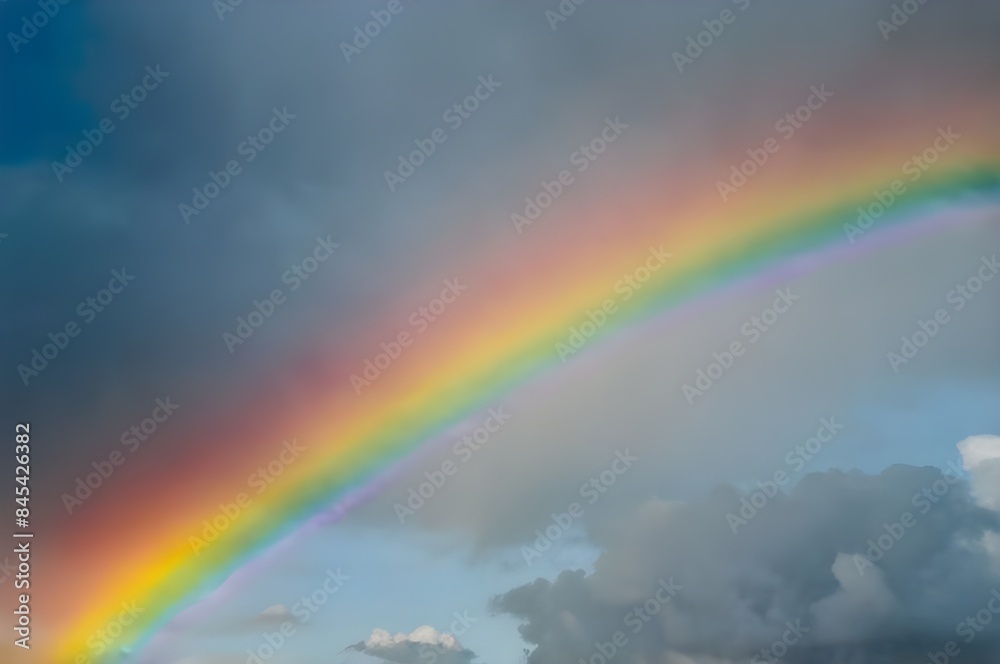 Beautiful view with rain and rainbow Beautiful view with rain and rainbow