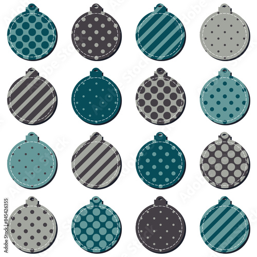 Wallpaper Mural Scrapbook vector illustration set with New Year and Christmas decor balls on white background  Torontodigital.ca