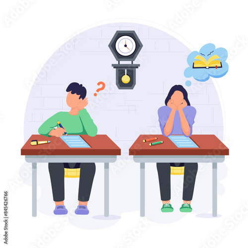 Latest flat illustration depicting exam time 


