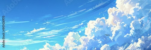 Huge heap bright white cloud moving on the blue sky. Blue sky and white cloud. Beautiful sky background.
